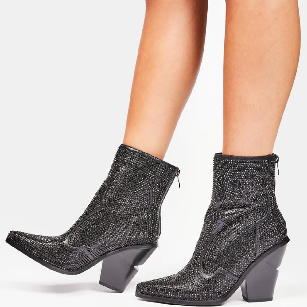 AZALEA WANG NOTHING BUT LOVE FOR YOU Rhinestone Boots ( BRAND NEW !!! ) - Picture 3 of 7